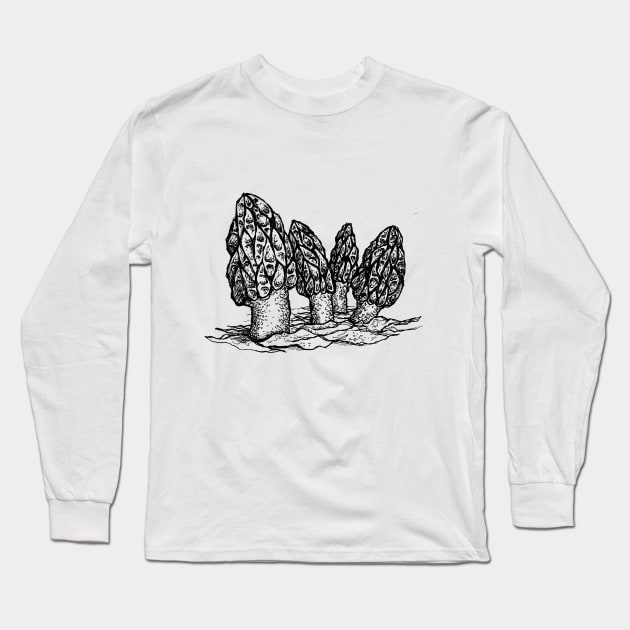 Morel Mushroom Long Sleeve T-Shirt by mycologist